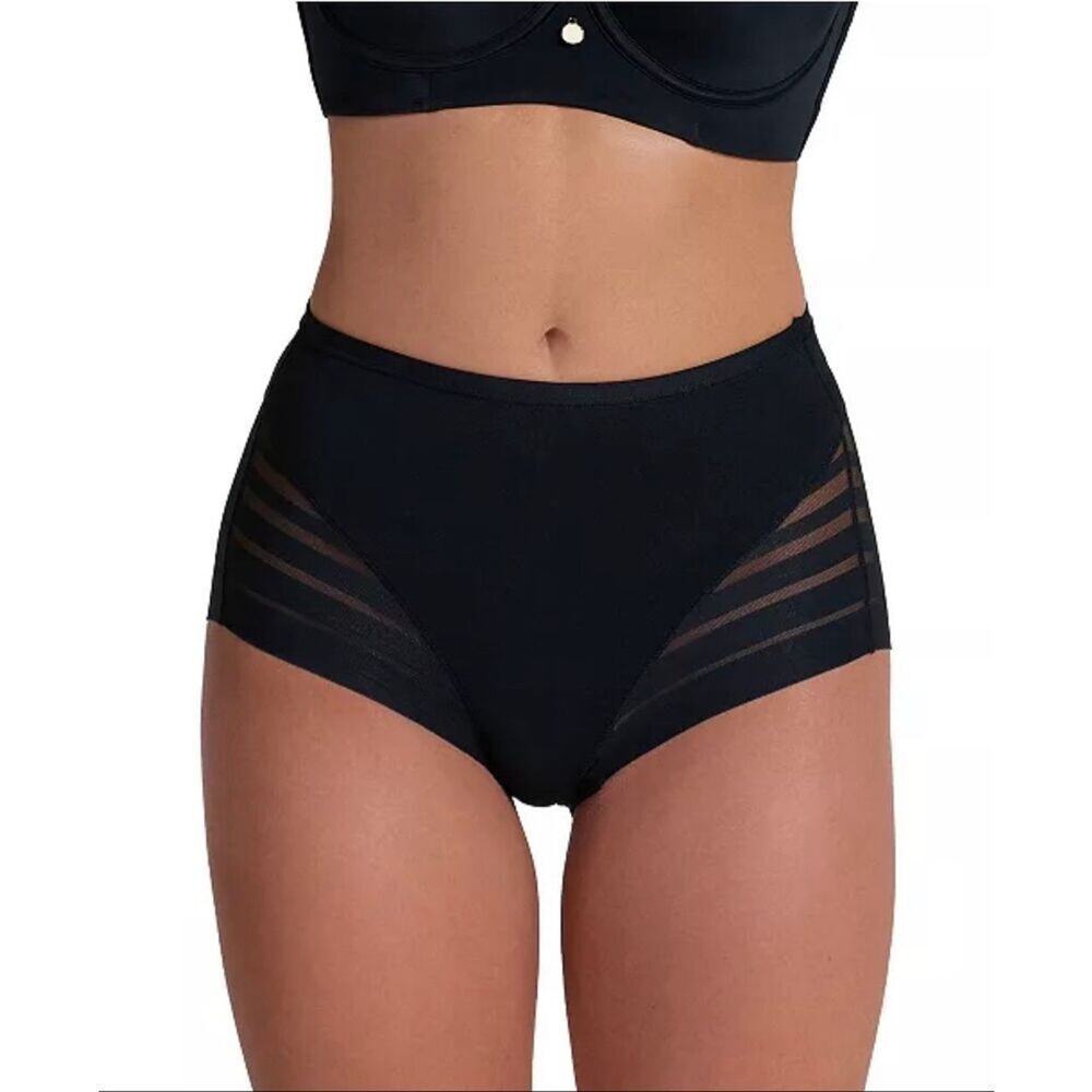 Leonisa Stripe Undetectable Lace Classic Shaper Panty Black XL